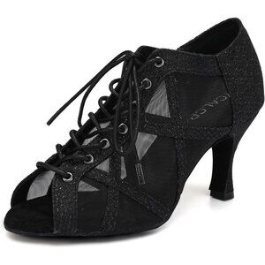 Women's Latin Salsa Dance Shoes Lace-up Ankle Boots Open-Toe Wedding Party Pract